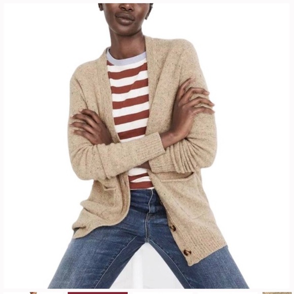 Madewell Donegal Maysfield Beige Merino Wool V Neck Cardigan Sweater - Picture 1 of 8